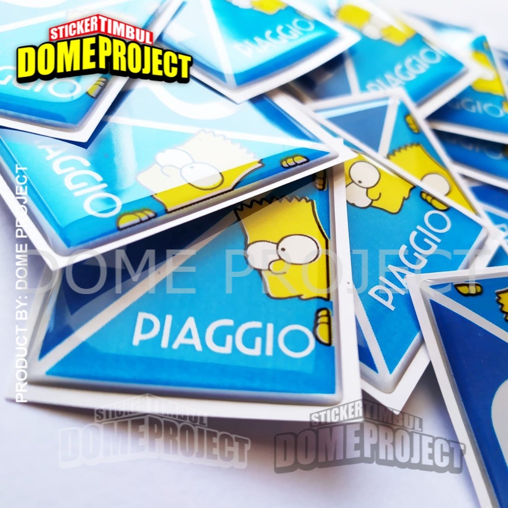 EMBLEM DASI VESPA PIAGGIO BART SIMPSON  BIRU STIKER RESIN LENTUR STIKER BODY MOTOR AKSESORIES VESPA