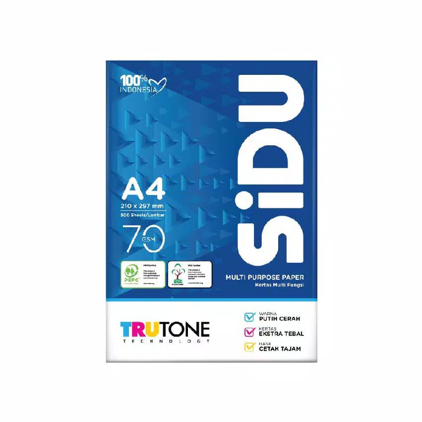 

(50 LEMBAR) KERTAS HVS SIDU A4 70 GSM