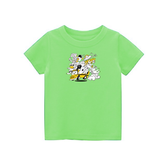 kaos anak Back to School Catoon combat Usia 1-8