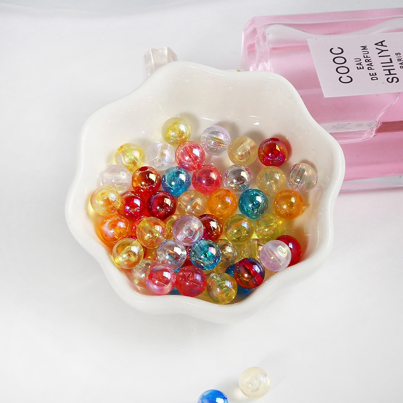 6mm 8mm 10mm Rainbow Candy AB Color Round Acrylic Beads Loose Spacer Beads For Jewelry Making DIY Bracelet Necklace