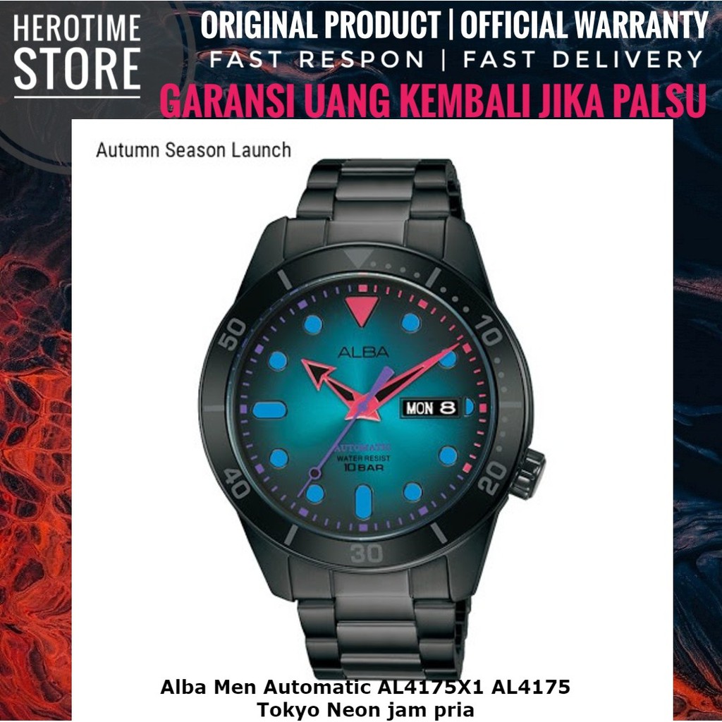 Jam Tangan Alba Men Automatic AL4175X1 AL4175 Tokyo Neon jam pria Garansi Resmi ORIGINAL