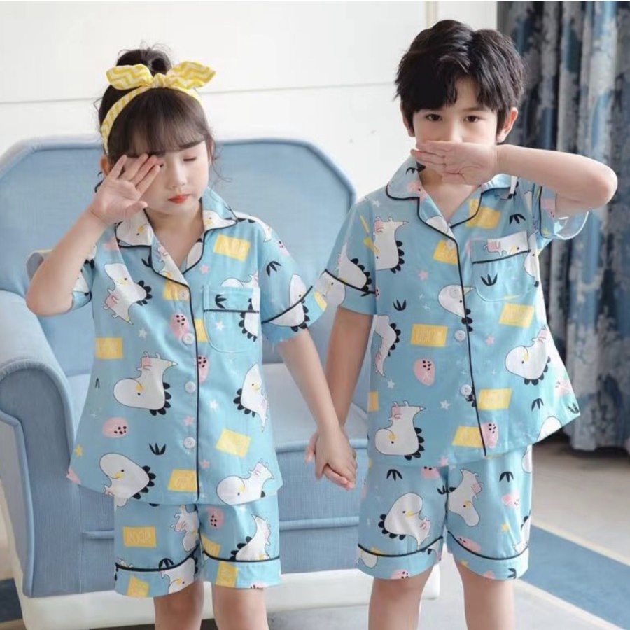 BAJU TIDUR ANAK UNISEX 12THN KATUN IMPORT SET CELANA PENDEK NEW ARRIVAL