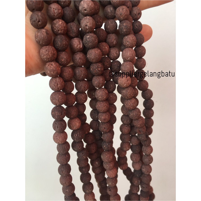 renceng brown lava stone coklat 8mm batu akik merapi larva atsiri akik bahan aksesoris craft grosir