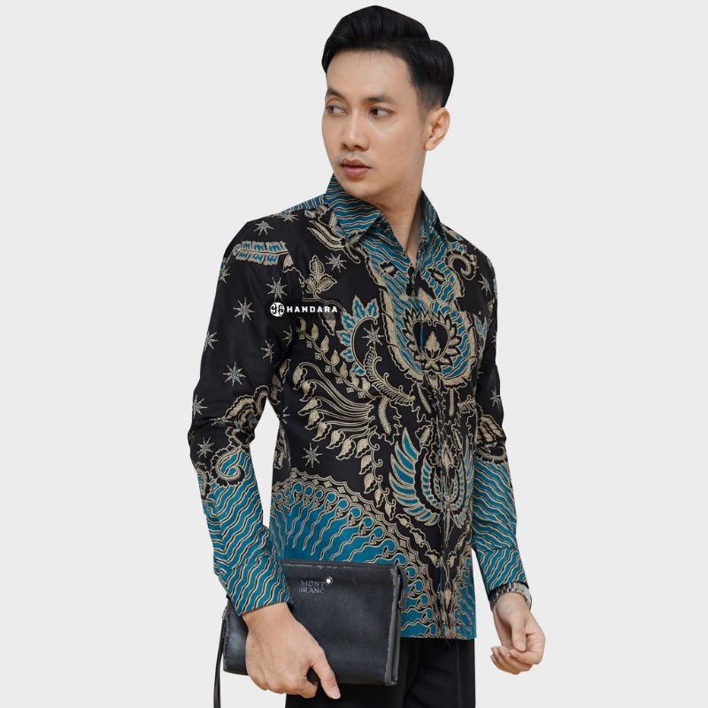 TRUPUS Kemeja Batik Pria Lengan Panjang Bahan Katun Halus Lapis Furing