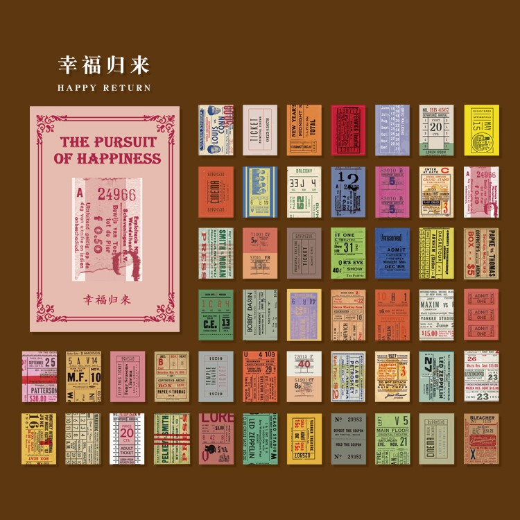 Journamm 50pcs Vintage Paper  for Phone Deco Retro Stationery Supplies Litmus Paper Bullet Journal Scrapbooking Label Stickers-Happy return