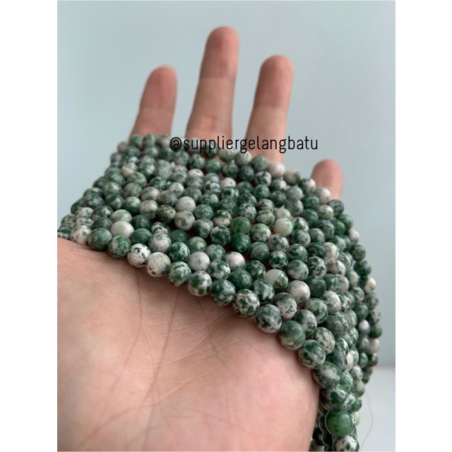 semi stone 6mm white green chrysocolla bahan rangkai aksesoris lucu