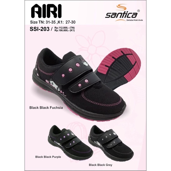 sepatu santica airi hiyori sepatu sekolah anak perempuan tk sd sepatu santica perekat terbaru