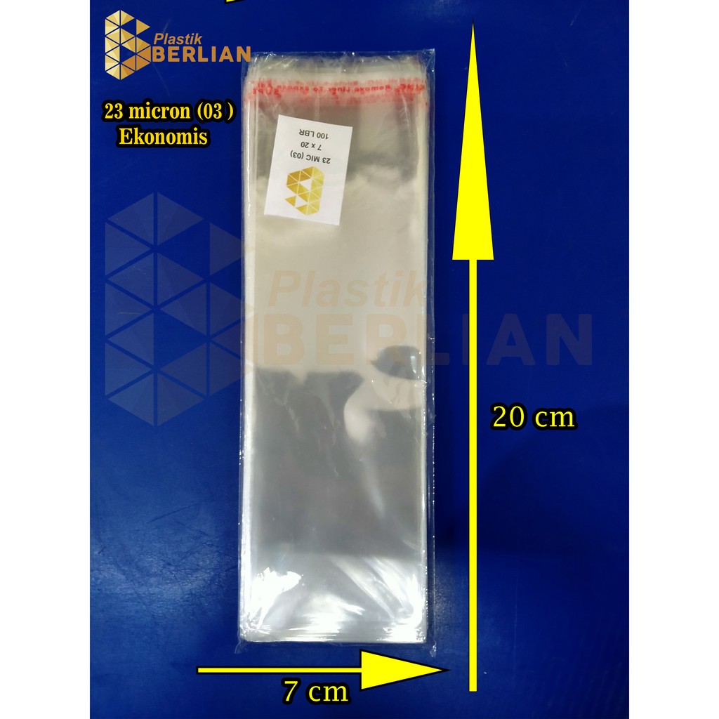 

7 x 20 cm Plastik OPP EKONOMIS 23micron (100 lbr) (lem/seal)