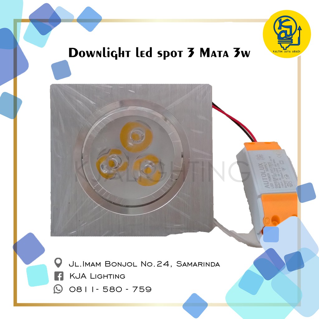 Lampu Downlight LED 3 Mata 3Watt Kuning Spot Sorot -Body Silver