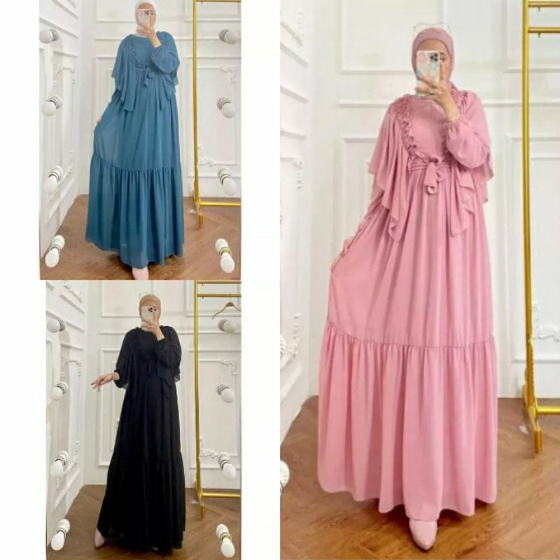 Aorora Maxy Baju Kondangan Wanita Gamis Ceruty Babydoll Dress Busui Gaun Pesta Muslimah Long Dress Jumbo