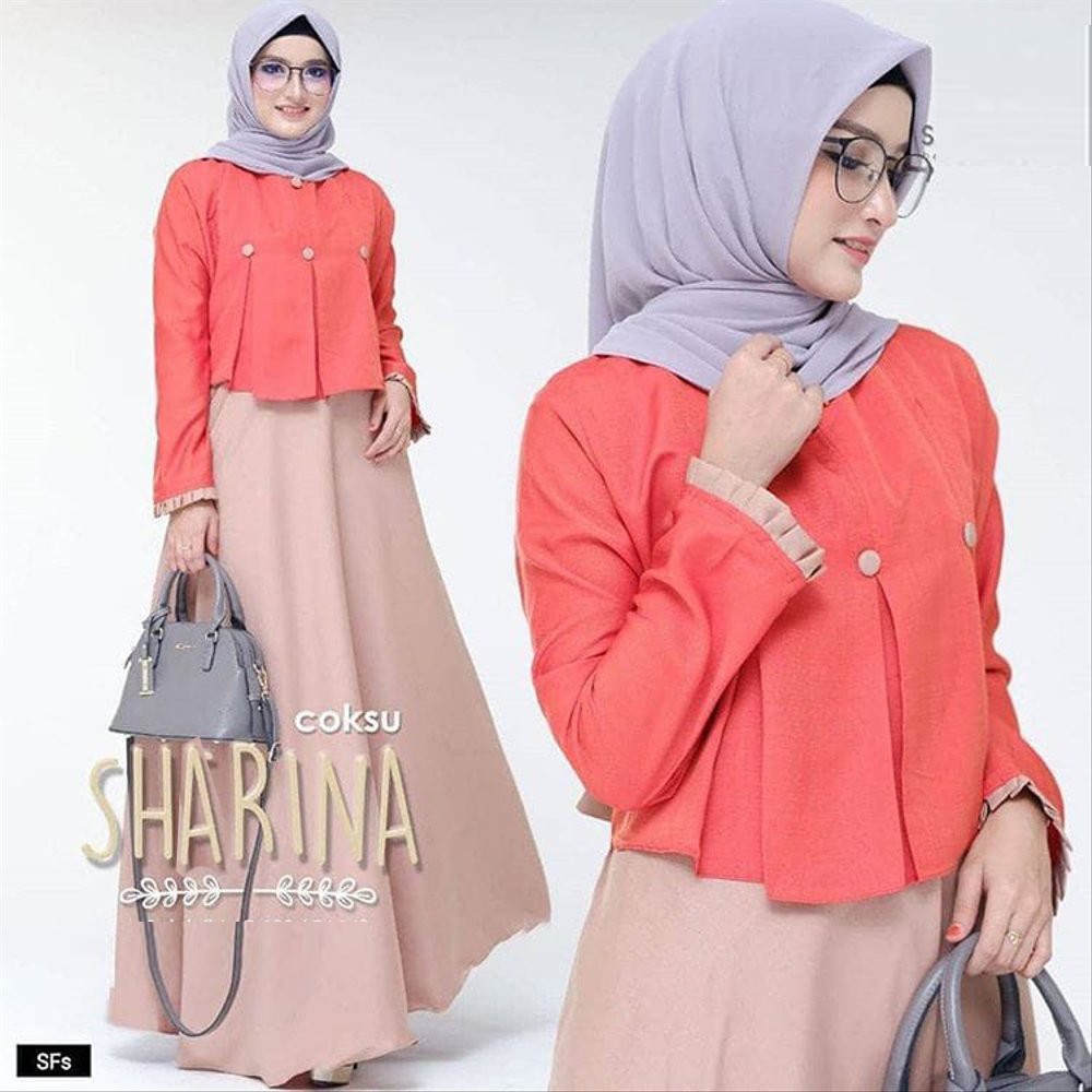 Lufy Sharina Dress 075 Dress Muslim Gamis Maxi Wanita - 6 warna - Moscrepe