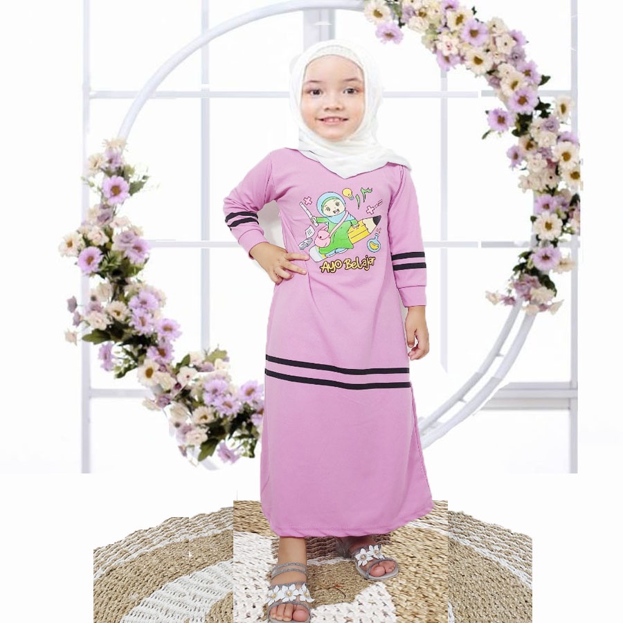 CARLINA DRESS ANAK AYO BELAJAR DAN SOLEHA Usia 3-12Tahun