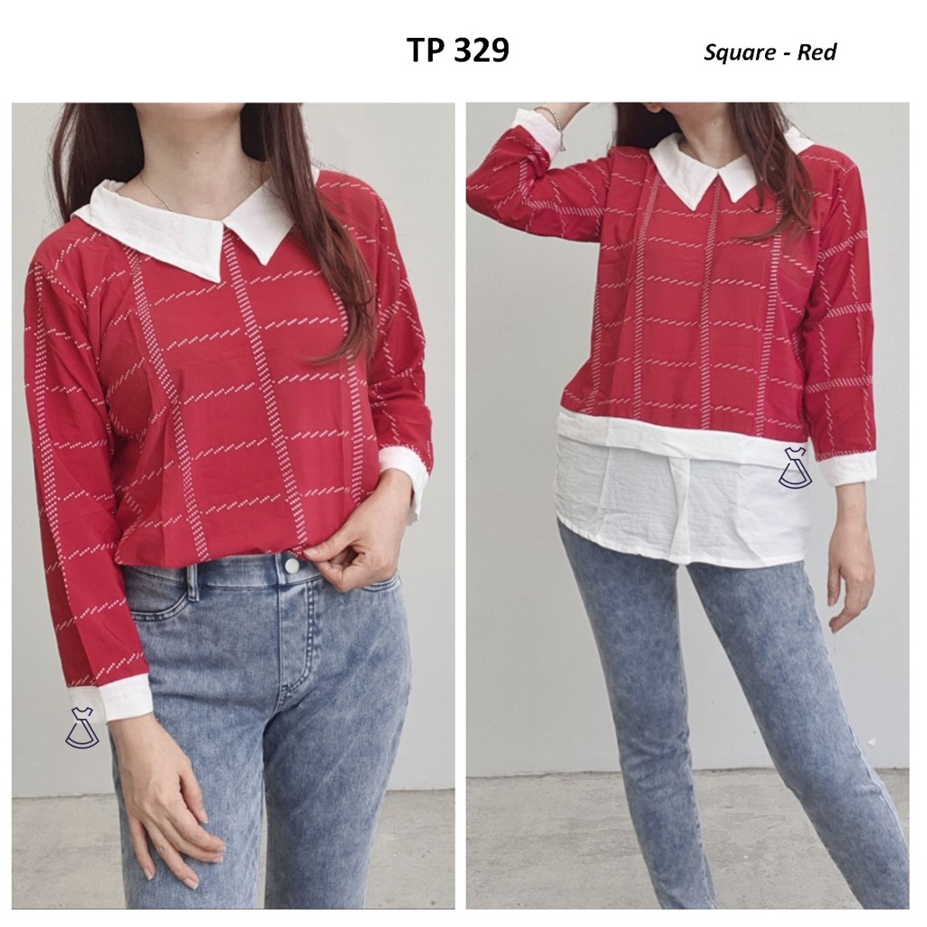 TP329 - BAJU ATASAN BLOUSE KANTOR WANITA SALUR IMPORT MODERN MURAH