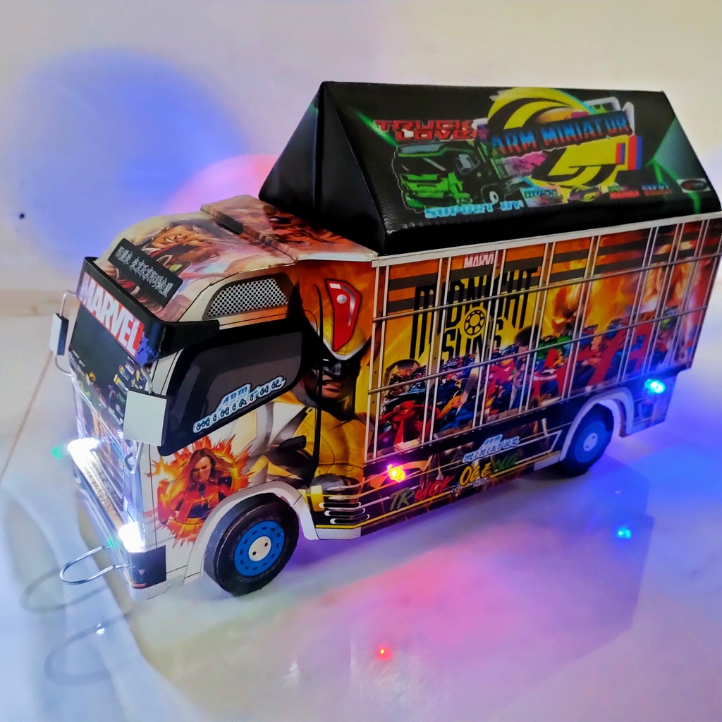 Miniatur Truk Mobil Remote Control Truk Oleng  Kayu Full Lampu Jumbo Murah Marvel