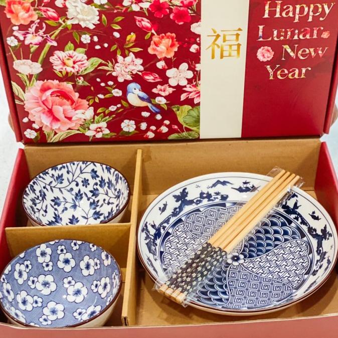 

Aska_Khalia Chinese Imlek 2 Bowls 1 Plate Gift Box Mchi004 - China Bowls Penggunai