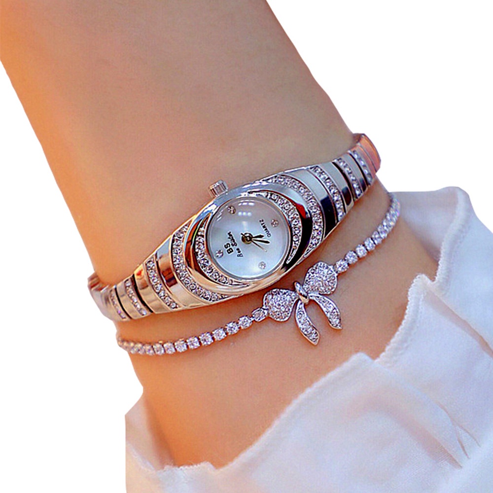 J99 - Jam Tangan Diamond Wanita - Bonus Gelang - Jam Wanita Impor Jam Anti Air Jam Berlian Jam Anti Karat Jam Stainless Steel - COD - Bayar di Tempat - Free Gelang-5