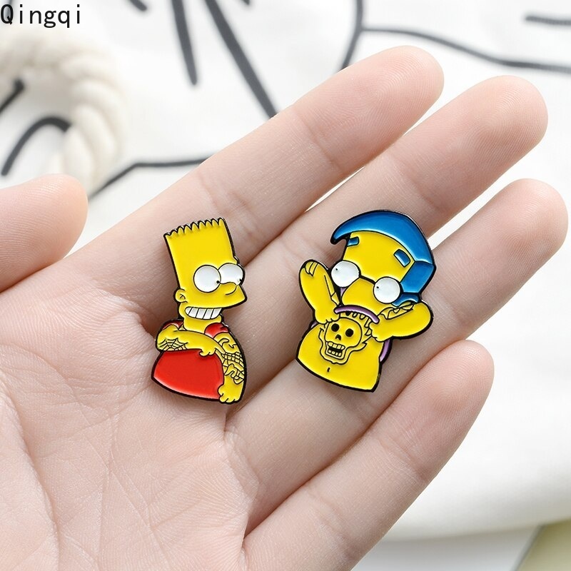 Bros Pin Enamel Desain Kartun Simpson Untuk Kerah Kemeja