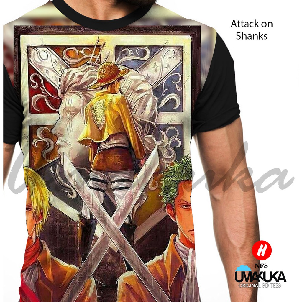 KAOS FULLPRINT ANIME KEREN TERLARIS / KAOS AOT / KAOS FULLPRINT