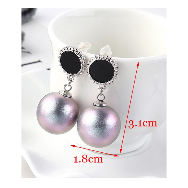 LRC Anting Tusuk Fashion Platinum Plated Pearl S925 Silver Needle Stud Earrings Y62605