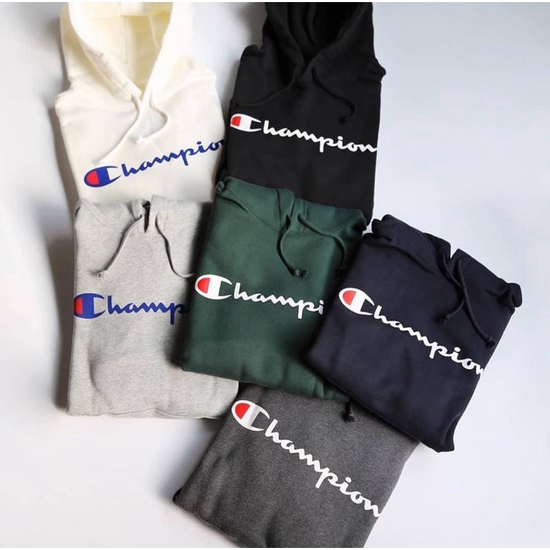 Sweater Hoodie Champion Script original japan market (C3-Q107) Pria/Wanita