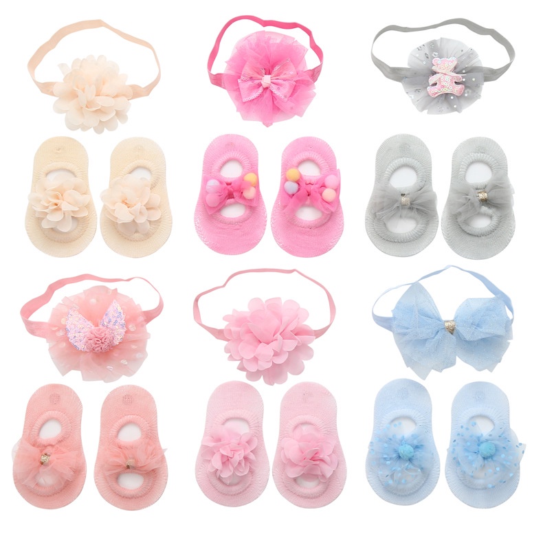 Set Kaos Kaki dan Bandana Bayi Newborn Import Victori Baby Set 2in1