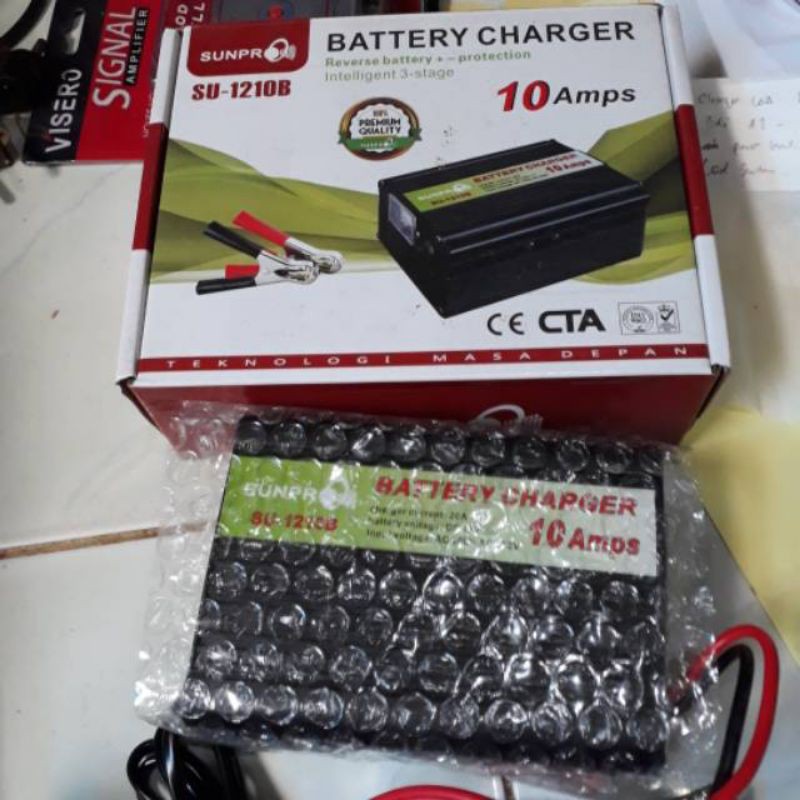 Alat cas Aki 12V 10 Ampere Sunpro SU 1210B Charger Aki 12V 10A