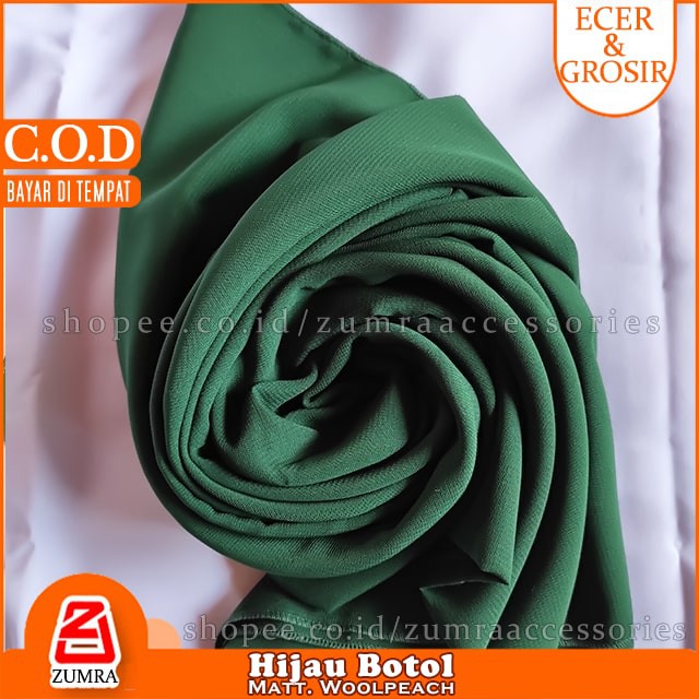 PROMO!!! Jilbab Syari Jumbo Segiempat Woolpeach Square 150 x 150 cm by zumra-Hijau Botol