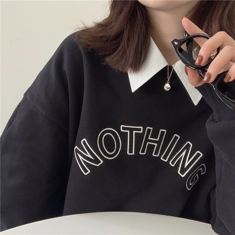 NOTHING SWEATER OVERSIZE WANITA  SWEATER MURAH SWEATER CREWNECK SWITER