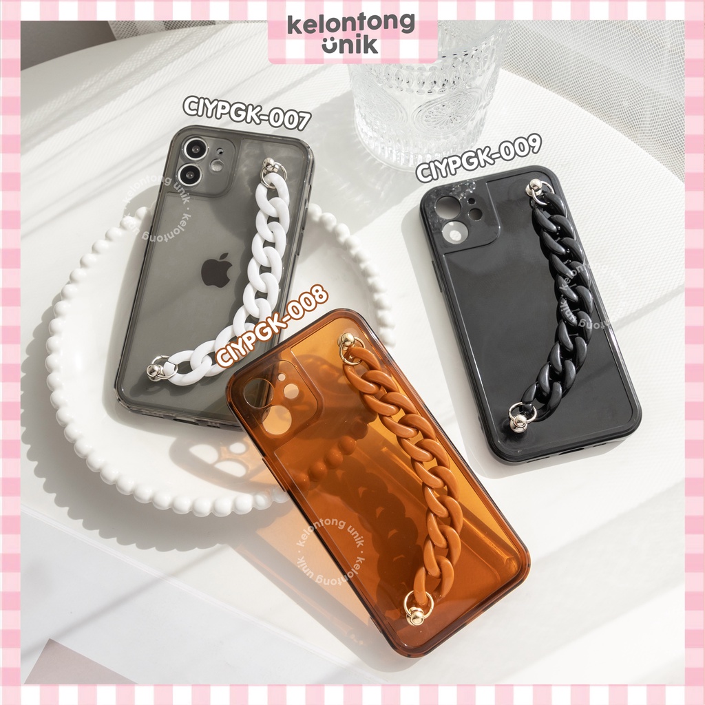 (Seri 3) For iPhone - Glossy Campro Soft Case + Glossy Chain Grip/ Chain Case Rantai