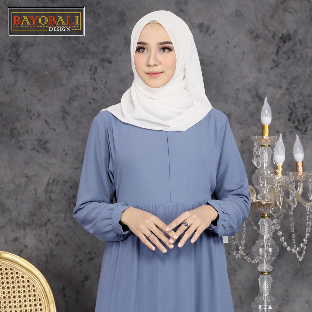 Baju Gamis Wanita Terbaru -Gamis Ceruty -Gamis Polos -Syari Jumbo - Fashion Muslim Wanita- Seragaman-Blue denim