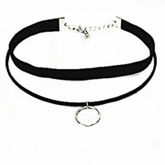 Double Silver Ring Velvet Choker Necklace | Kalung Handmade Premium Collection