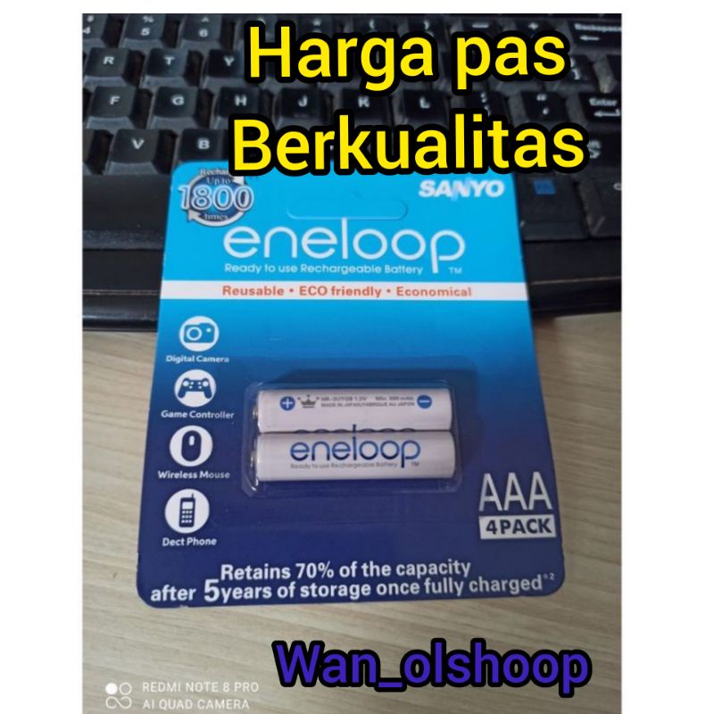 Baterai Sanyo Eneloop AAA A3 1800mAh 1 Pcs isi 2 Baterai isi ulang