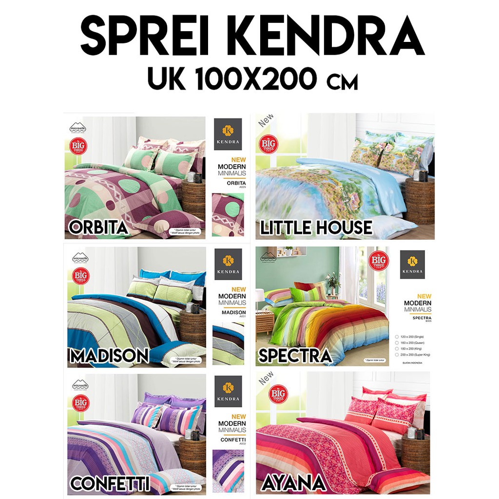 KENDRA Sprei 100x200 / 90x200 Arista Peninsula Little Star Paris Night Unicorn Iris Cherry Kiss Blue Morroco - Single 100 dan 90 SP Kendra