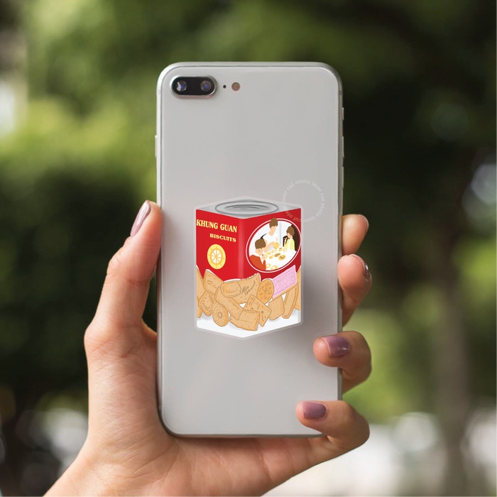 Griptok Khong Guan Pop Stand Socket Phone Grip Akrilik Snack Karakter