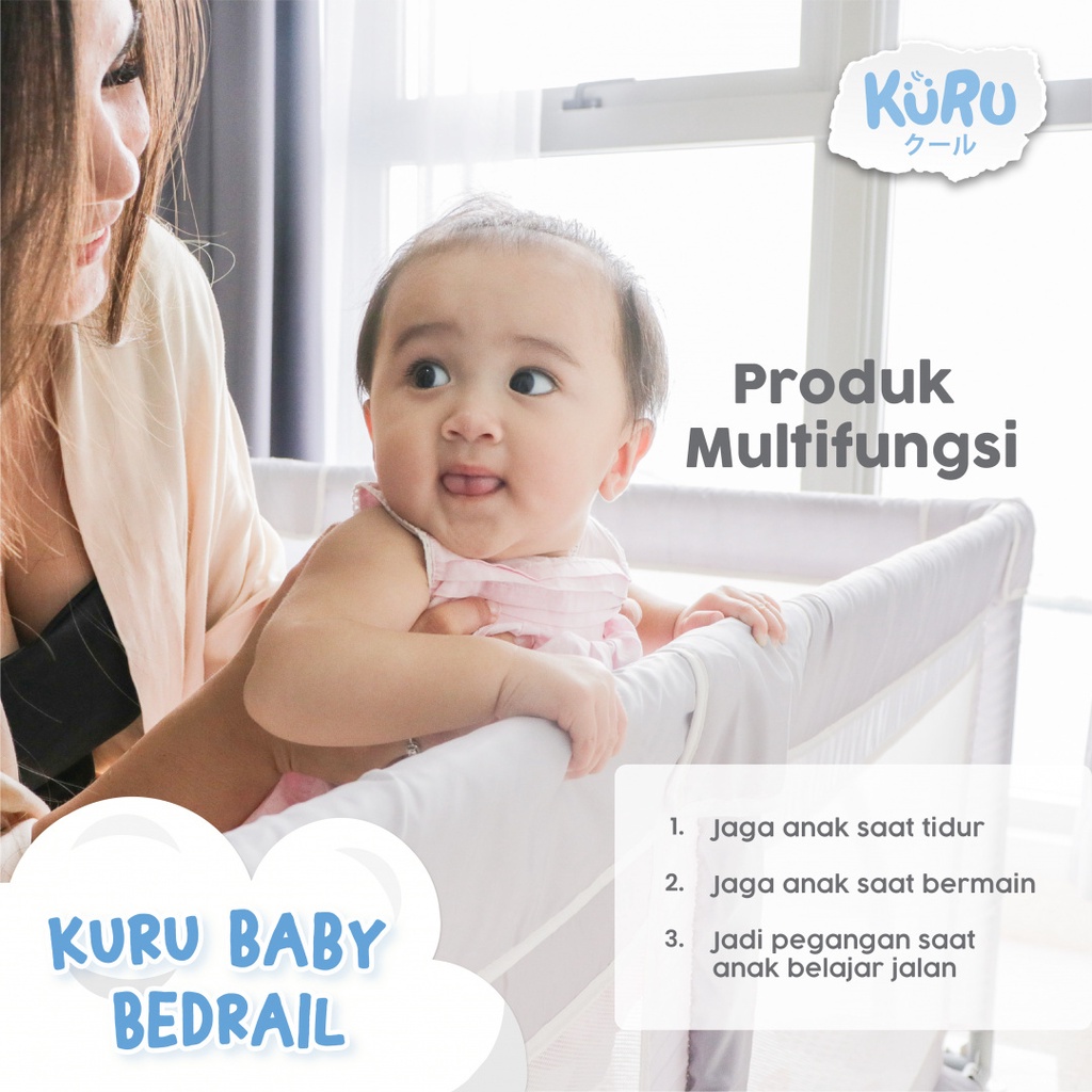 KURU Baby Bedrail 200cm 180cm 160cm Pembatas Pengaman Pagar Kasur Ranjang Bed Rail