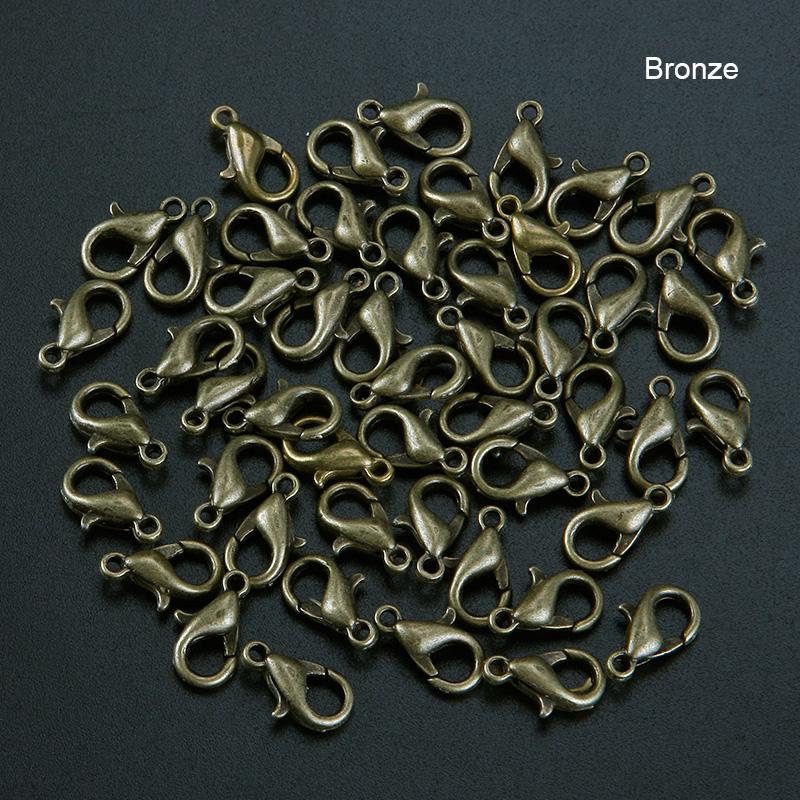 50pcs Lobster Clasp Model Longgar Ukuran 10-14mm Untuk Perhiasan Kalung Gelang