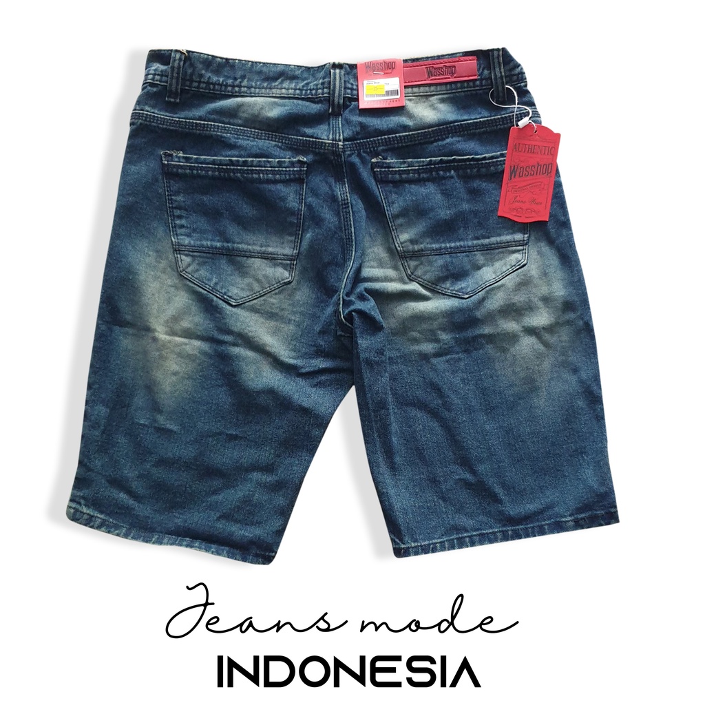 Terbaru - Jeans Pendek Pria Original Blue Green wisker Pedek jeans distro premium terbaru