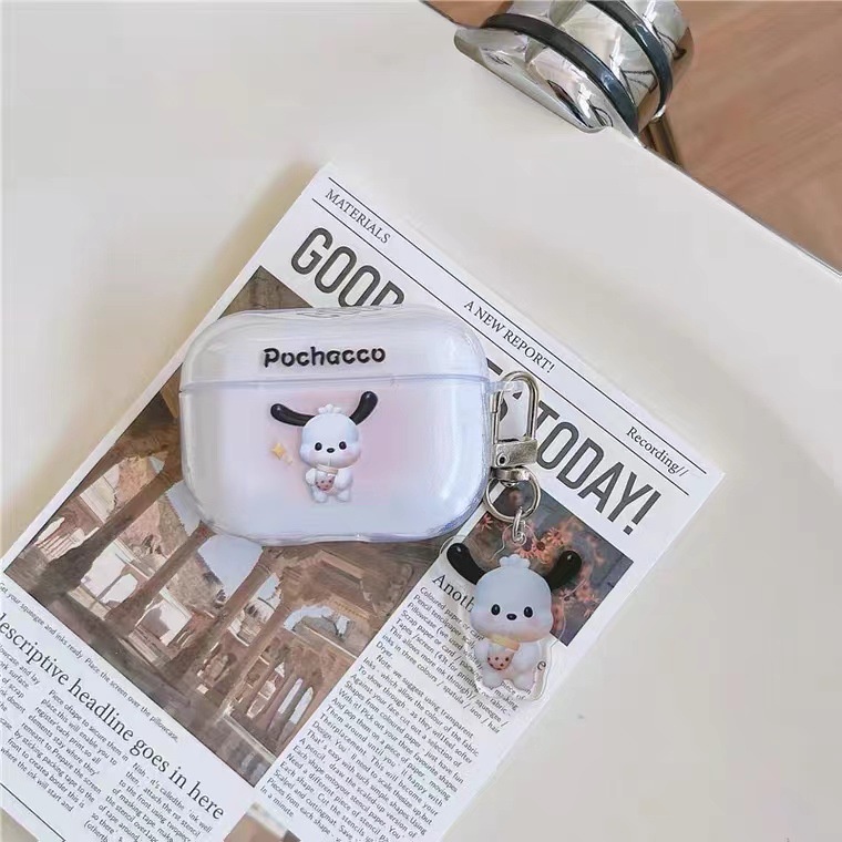 Cute Puppy Dog Transparan Bluetooth Earphone Case Cover Untuk Airpods1 2 3 Pro 2 PRO2 Airpods3 Lembut Headphone TWS Pelindung