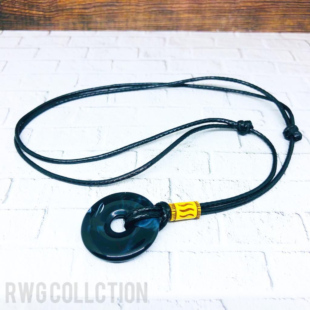 Kalung Tali Bandul Giok Hitam