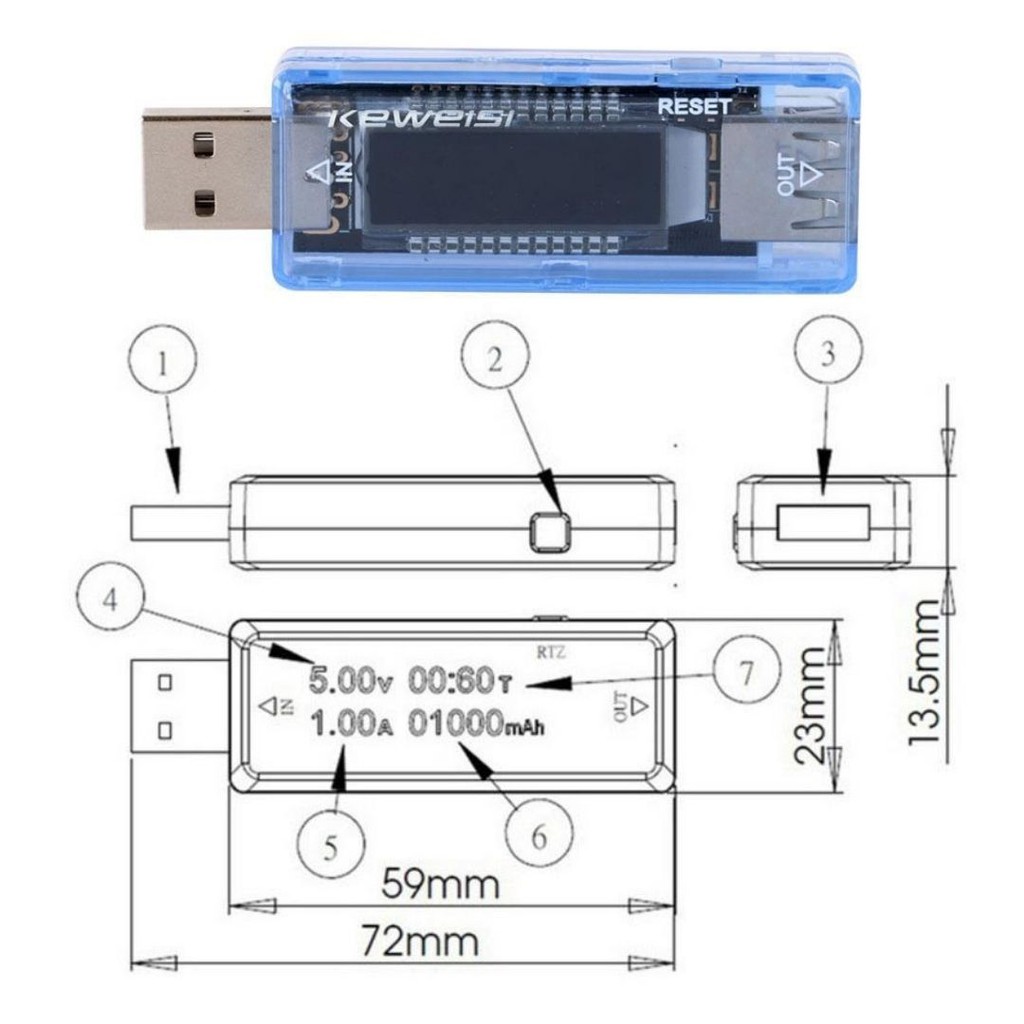 USB Alat Detektor Voltase Tegangan HP Baterai Tester 111163