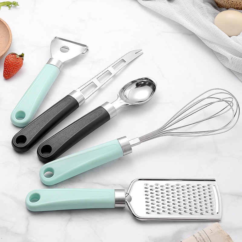 Set Alat Dapur 9Pcs/ Set Gadget Dapur Baking Set Pengupas Pizza Keju Garlic Press Parutan Kocokan Pegangan Plastik Alat Dapur