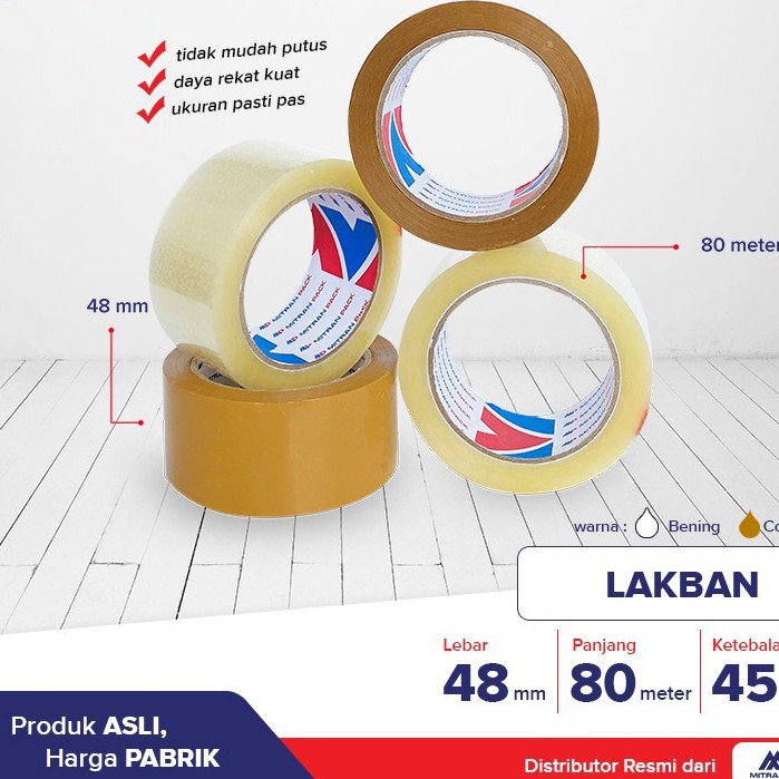 

Lakban Bening / Coklat 90 yard FULL x 45 mm Mitran Pack
