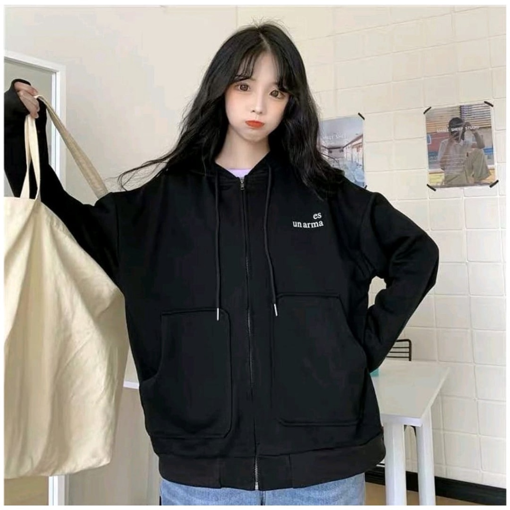 ZIPPER HOODIE WANITA PRIA ESS UN ARMAH / ZIPPER HOODIE WANITA TEBAL