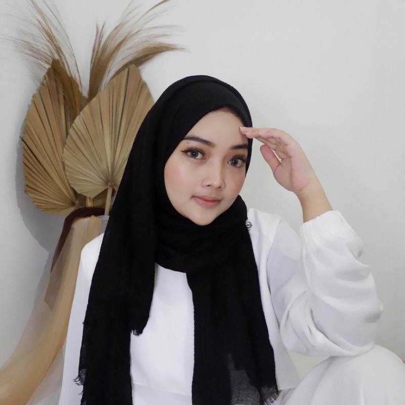 PASMINA CRINKLE SHAWL COTTON PREMIUM 200x75 cm | PASHMINA RAWIS | PASHMINA KUSUT