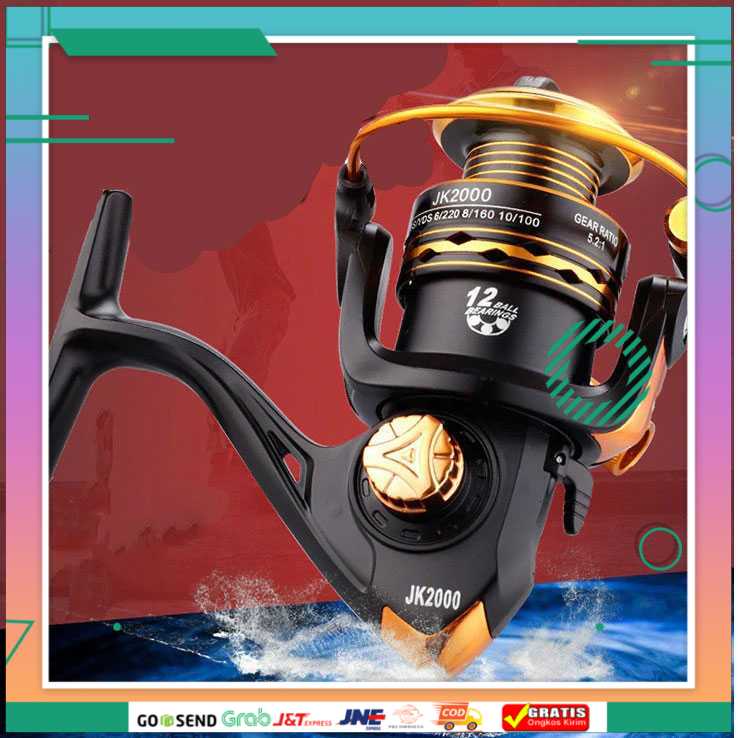 (BISA COD) FTIHSHPGold Sharking JK5000 Reel Pancing Spinning 4.7:1 Ball Bearing 12