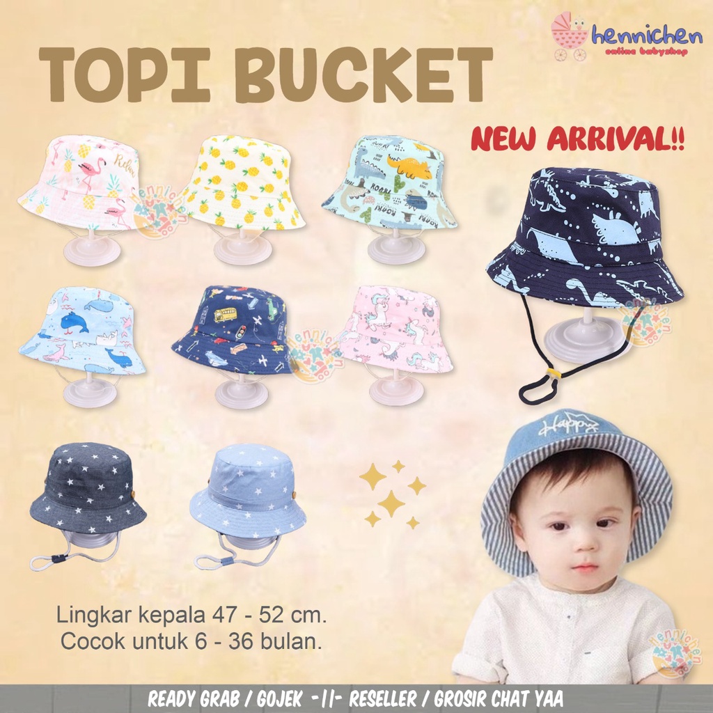 BUCKET HAT ANAK TERLARIS Topi bucket Happy Jeans Bucket Hat / Topi Bayi / Topi Anak