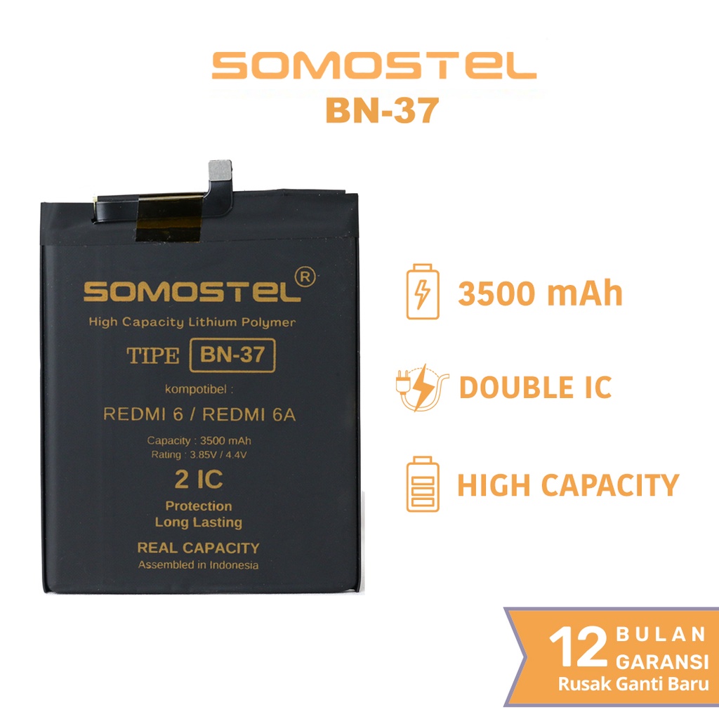 Somostel - BN37 Redmi 6A / Redmi 6 Batre Batrai Baterai