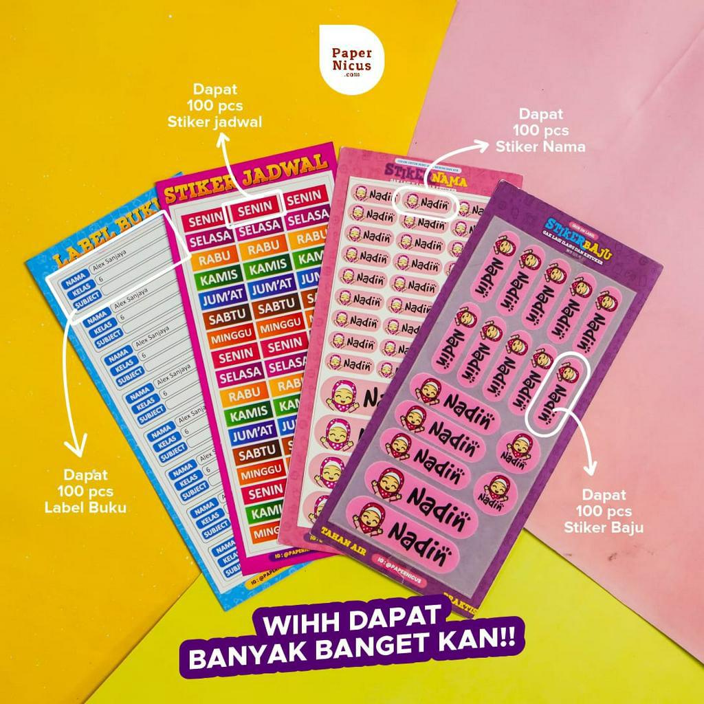 

Stiker Nama Waterproof Komplit Stiker Buku Stiker Jadwal Back To School