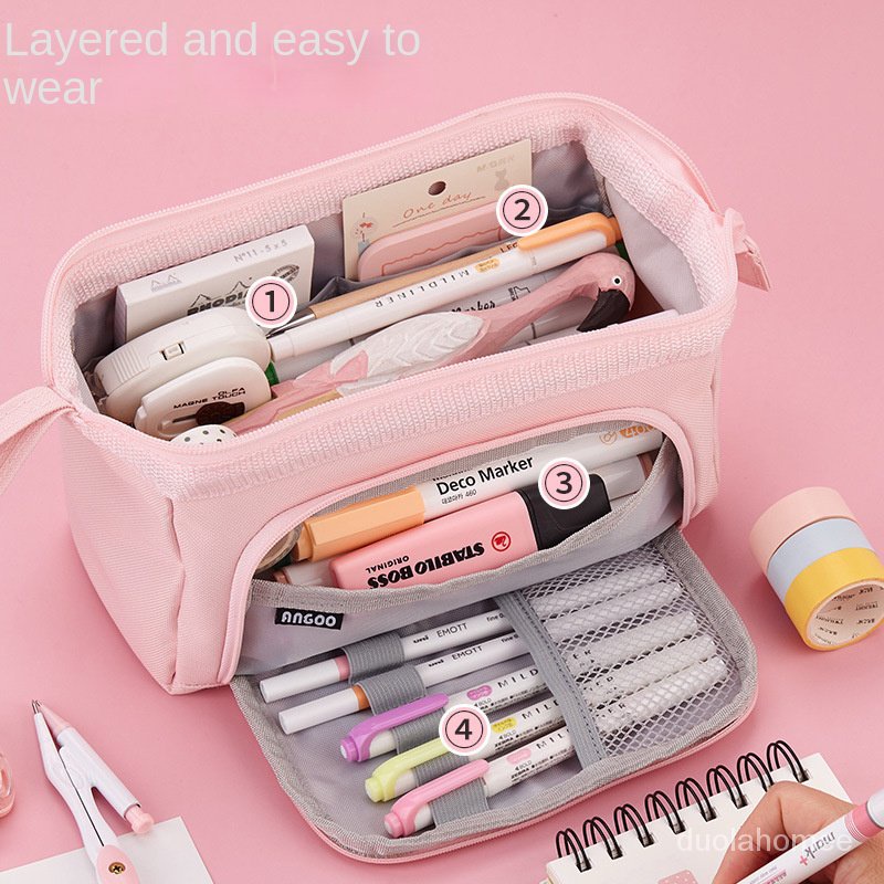 

Japanese And Korean High-capacity Student Pencil Bag Student Stationery Box Windowed Pencil Bag Mult