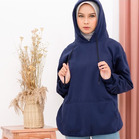 Sweater Hoodie Polos Oversize Jaket Pria Wanita Premium WARNA NAVY